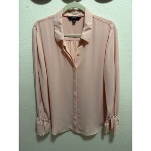 IMNYC ISAAC MIZRAHI Pink Top Blouse Button-up Size L